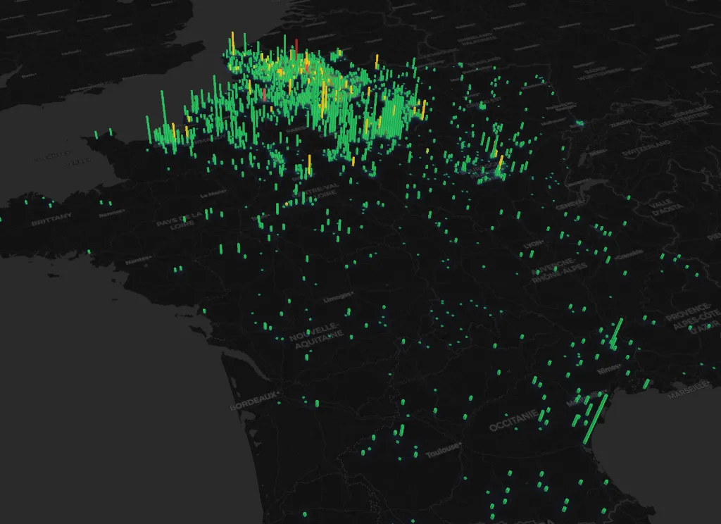 Vue 3D de la carte interactive